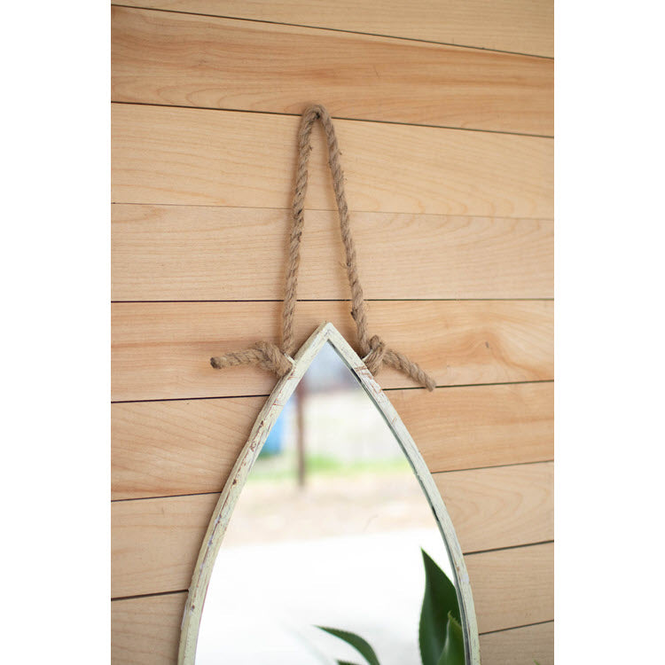 Vertical Fish Mirror with Rope Hanger